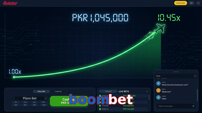 Main screen of Boombet aviator page for PK players