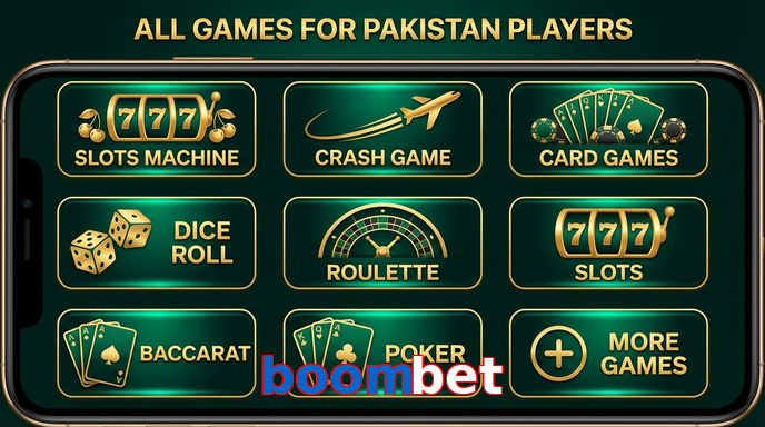 Main screen of Boombet games page for PK players