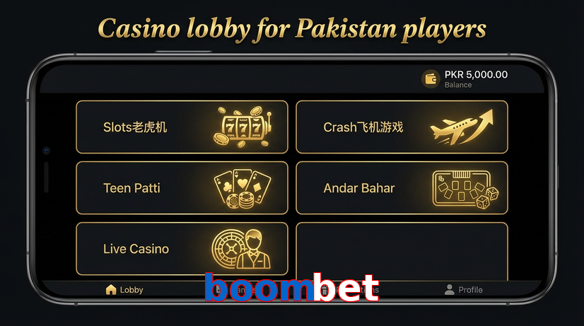 Lobby view of Boombet for Pakistan users
