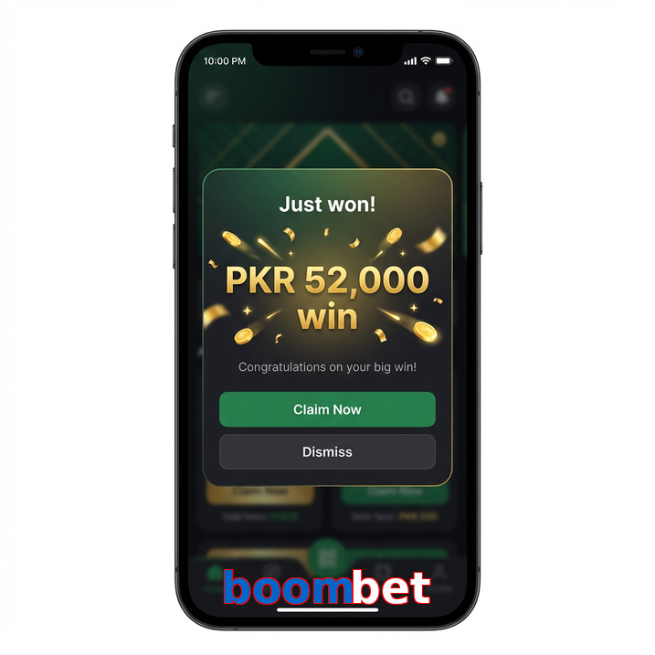 Main screen of Boombet win page for PK players